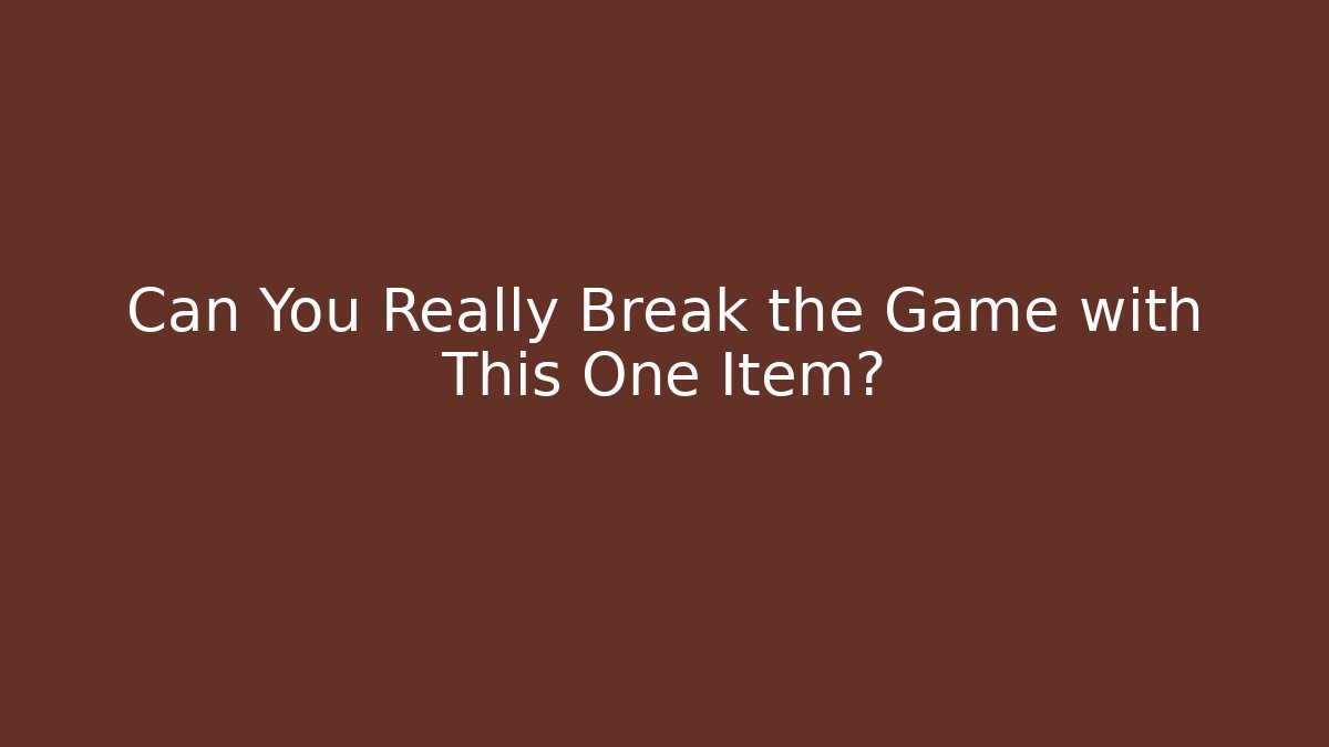 Can You Really Break the Game with This One Item? - Sports History Weekly