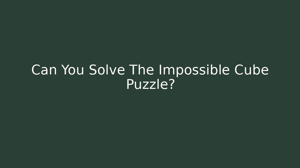 Can You Solve The Impossible Cube Puzzle? - Sports History Weekly