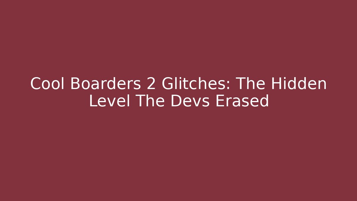 Cool Boarders 2 Glitches: The Hidden Level The Devs Erased