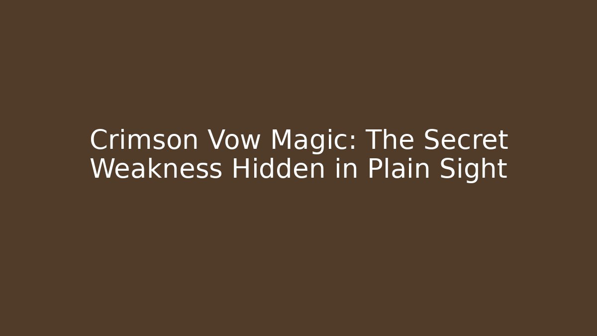 Crimson Vow Magic: The Secret Weakness Hidden in Plain Sight - Sports History Weekly