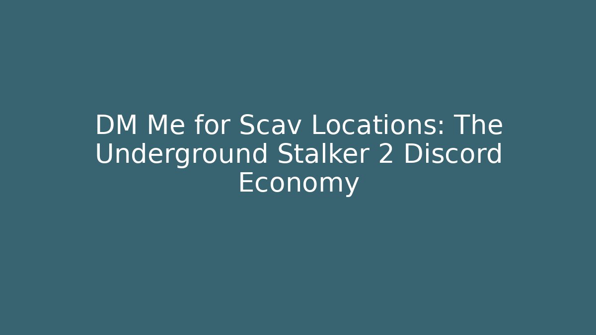 DM Me for Scav Locations: The Underground Stalker 2 Discord Economy
