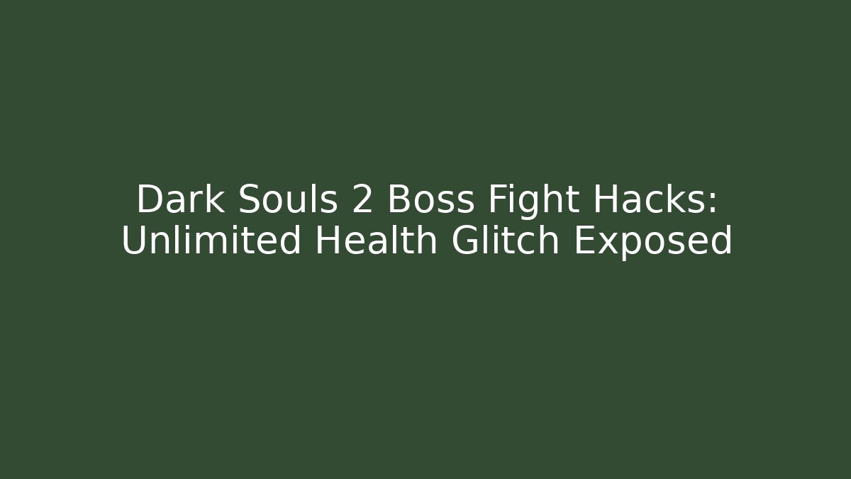 Dark Souls 2 Boss Fight Hacks: Unlimited Health Glitch Exposed