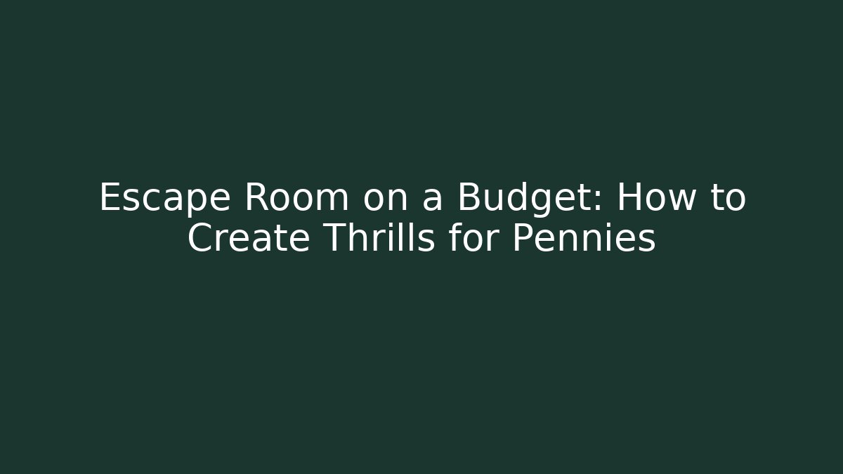 Escape Room on a Budget: How to Create Thrills for Pennies - Sports History Weekly