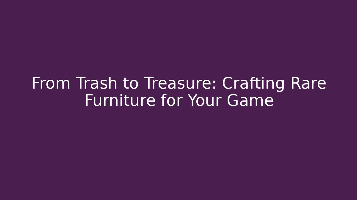 From Trash to Treasure: Crafting Rare Furniture for Your Game