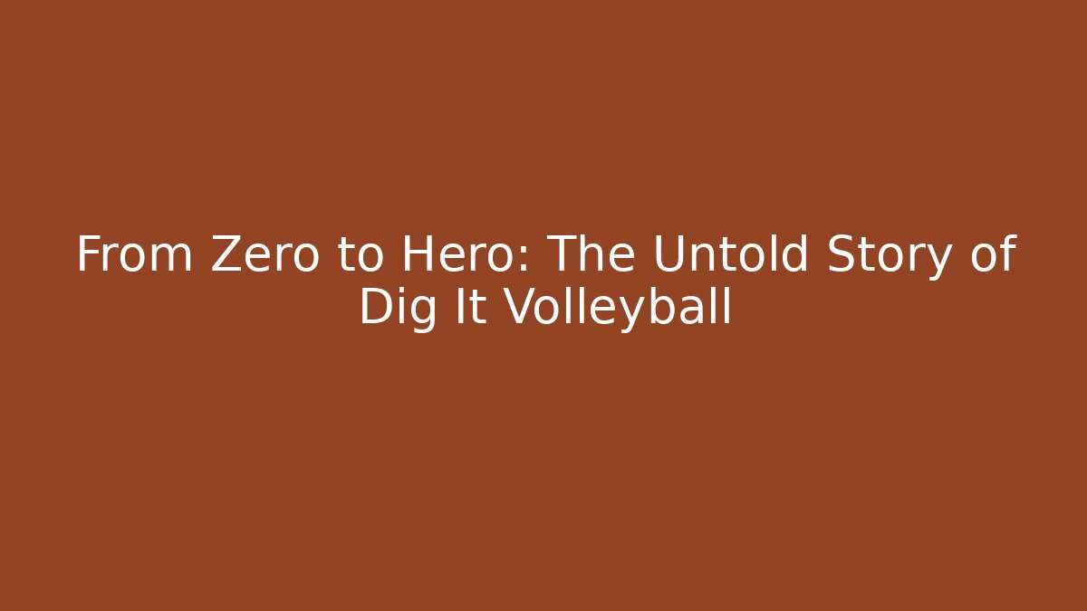 From Zero to Hero: The Untold Story of Dig It Volleyball