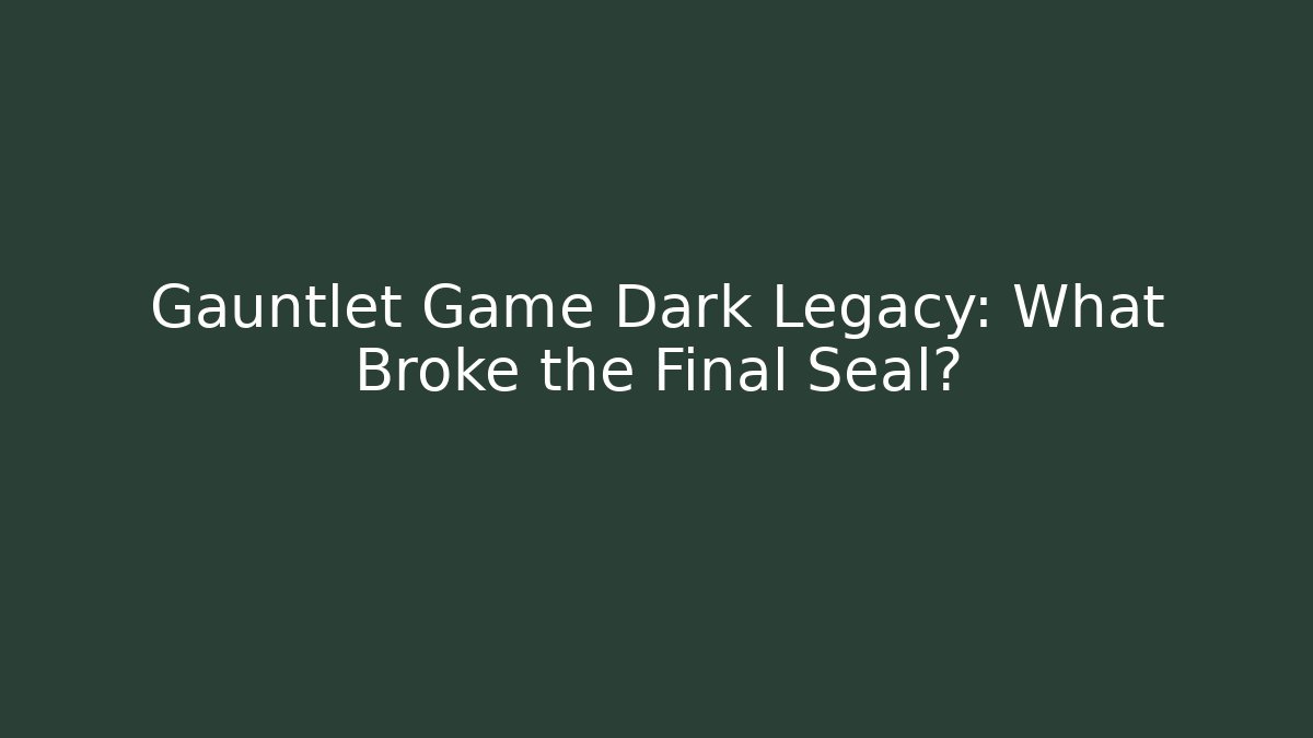 Gauntlet Game Dark Legacy: What Broke the Final Seal?