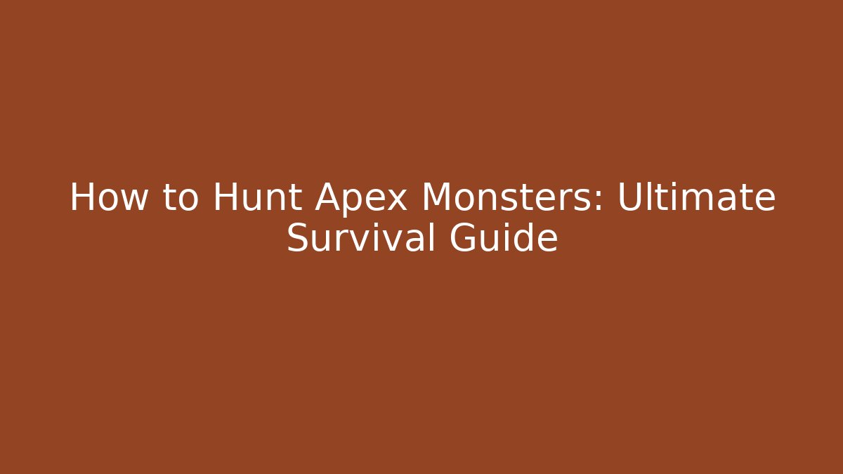 How to Hunt Apex Monsters: Ultimate Survival Guide