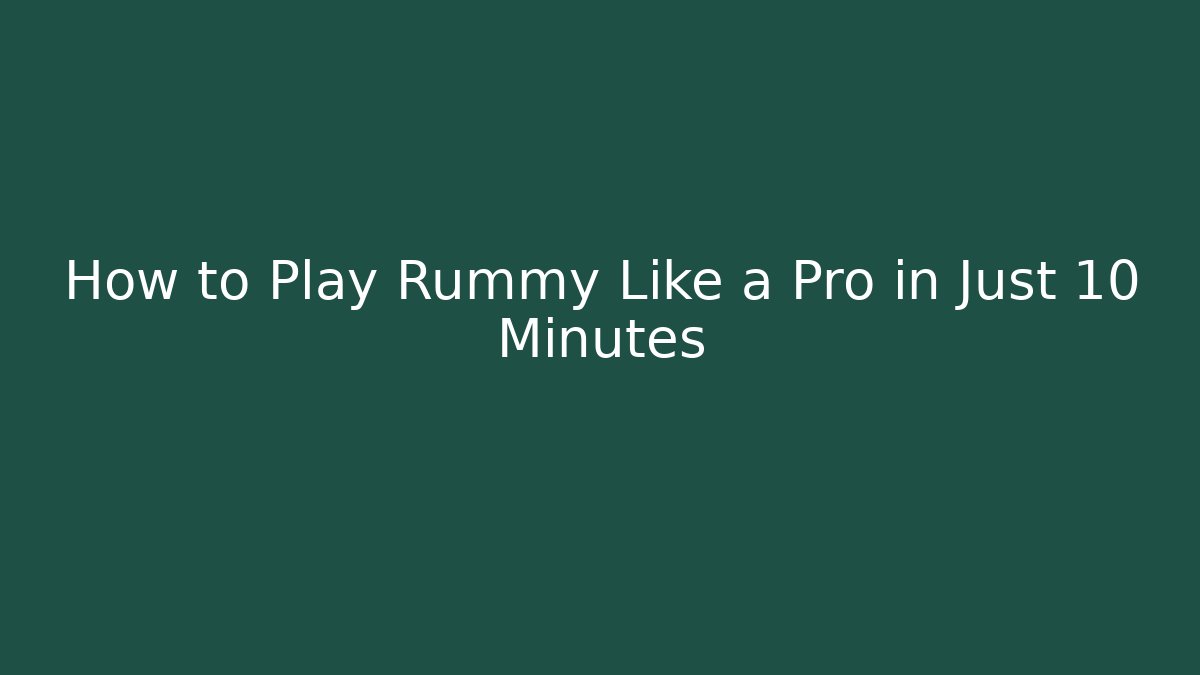 How to Play Rummy Like a Pro in Just 10 Minutes - Sports History Weekly