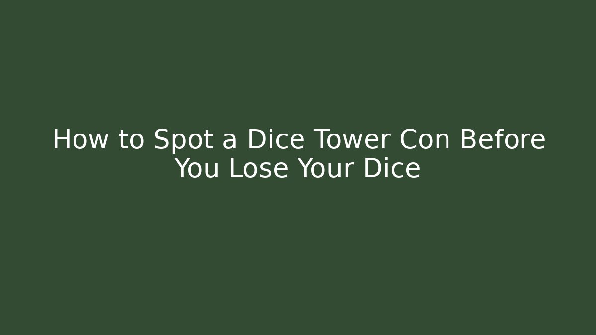 How to Spot a Dice Tower Con Before You Lose Your Dice