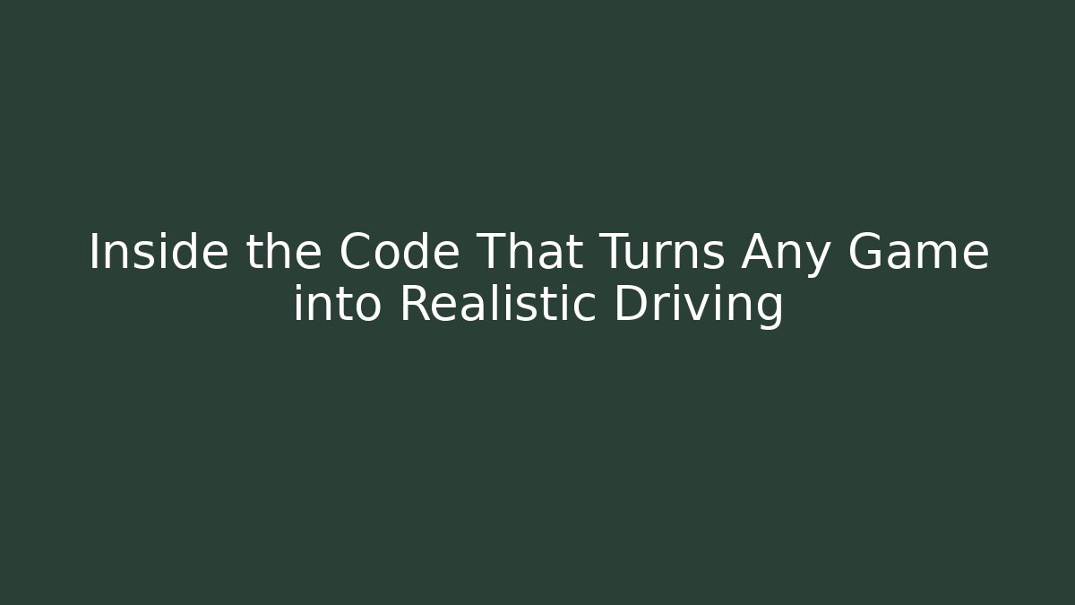 Inside the Code That Turns Any Game into Realistic Driving - Sports History Weekly