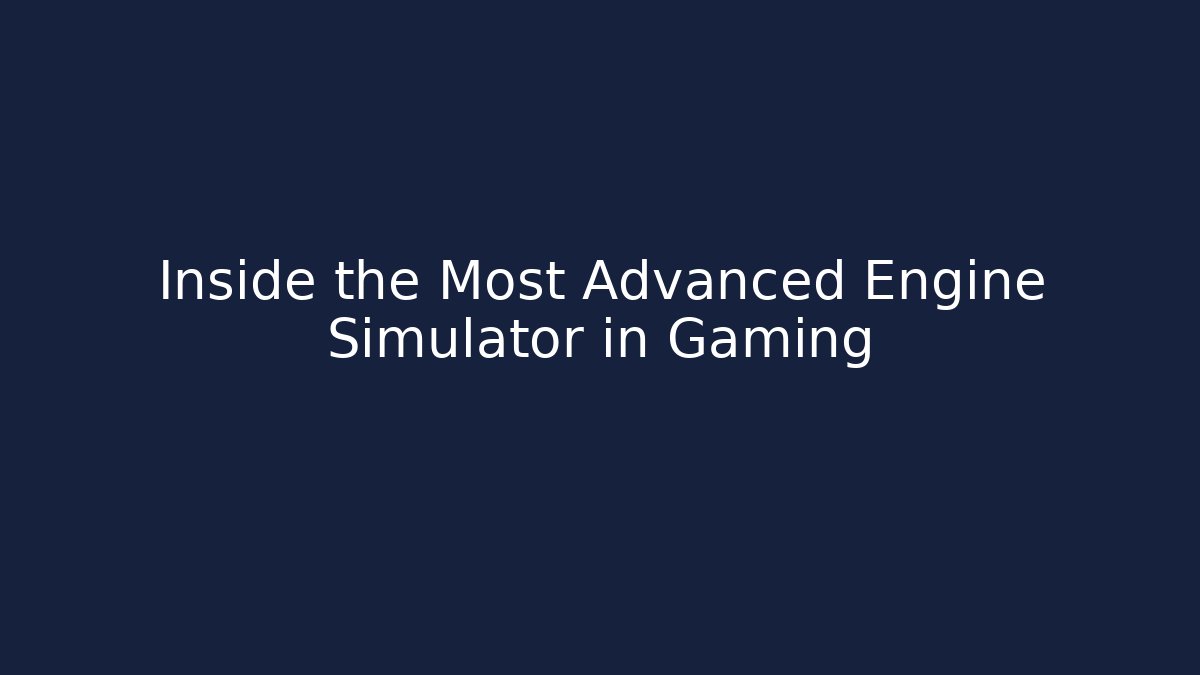 Inside the Most Advanced Engine Simulator in Gaming - Sports History Weekly