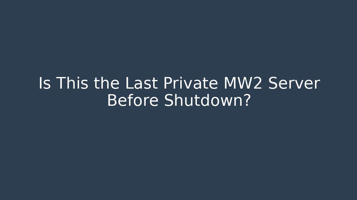 Is This the Last Private MW2 Server Before Shutdown?