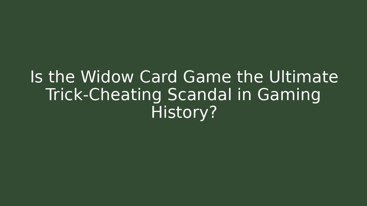 Is the Widow Card Game the Ultimate Trick-Cheating Scandal in Gaming History?