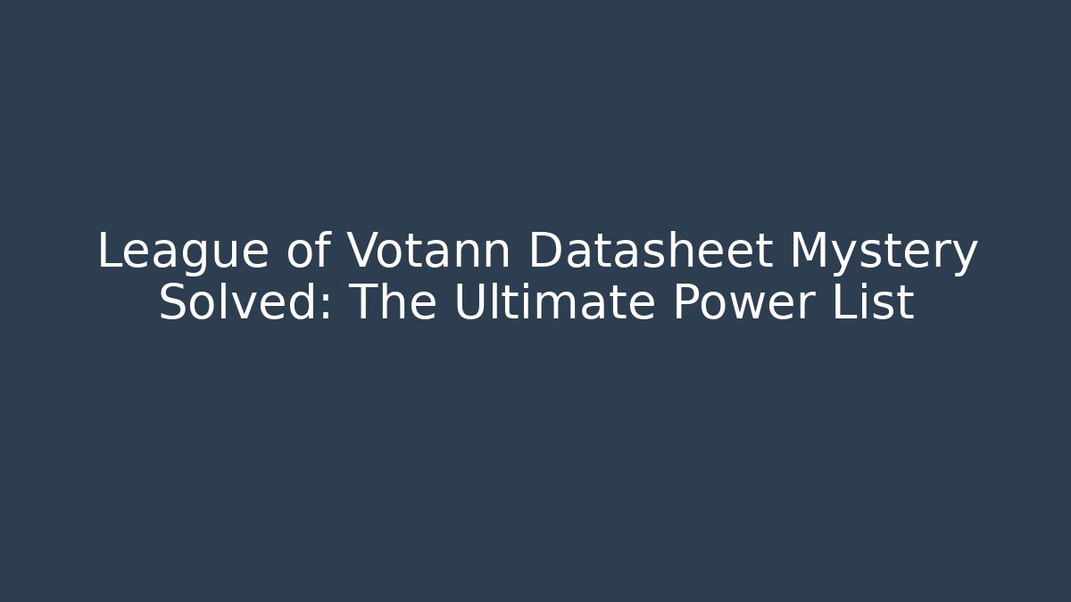League of Votann Datasheet Mystery Solved: The Ultimate Power List - Sports History Weekly