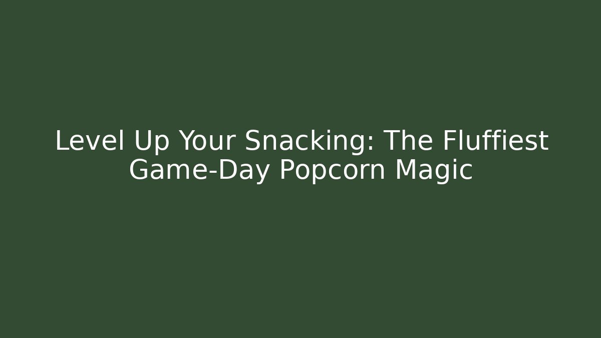 Level Up Your Snacking: The Fluffiest Game-Day Popcorn Magic