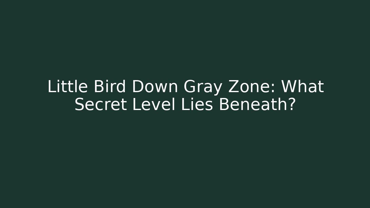 Little Bird Down Gray Zone: What Secret Level Lies Beneath?