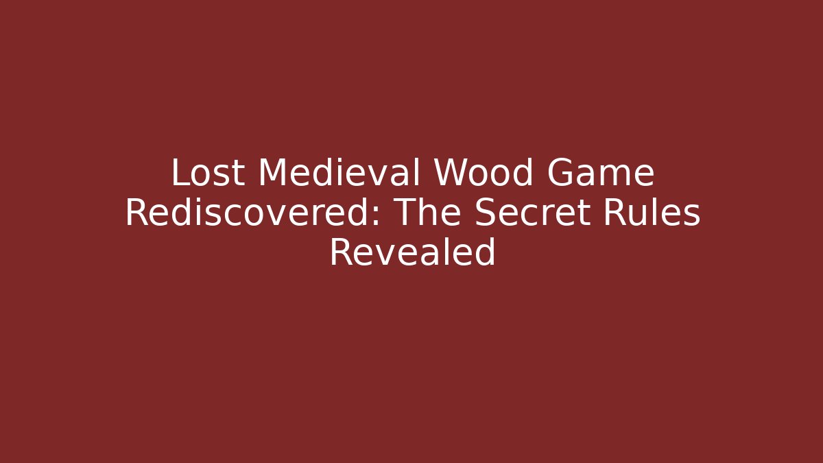 Lost Medieval Wood Game Rediscovered: The Secret Rules Revealed
