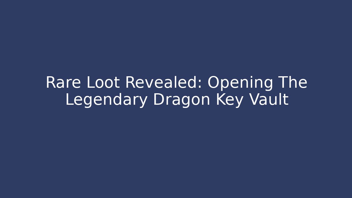 Rare Loot Revealed: Opening The Legendary Dragon Key Vault