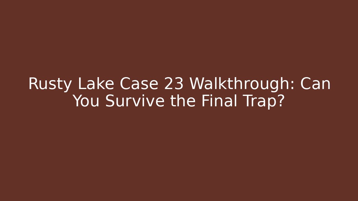 Rusty Lake Case 23 Walkthrough: Can You Survive the Final Trap? - Sports History Weekly