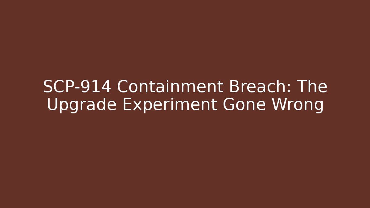 SCP-914 Containment Breach: The Upgrade Experiment Gone Wrong