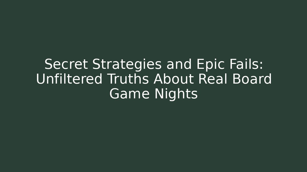 Secret Strategies and Epic Fails: Unfiltered Truths About Real Board Game Nights