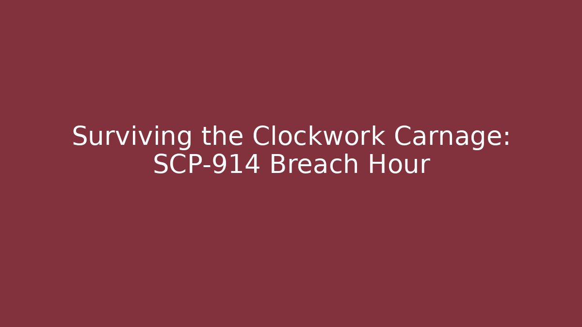 Surviving the Clockwork Carnage: SCP-914 Breach Hour