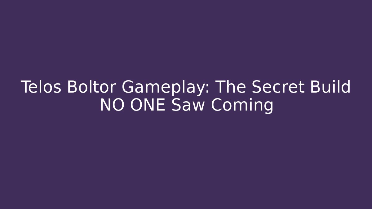 Telos Boltor Gameplay: The Secret Build NO ONE Saw Coming
