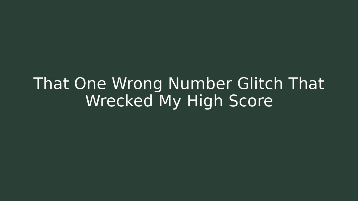 That One Wrong Number Glitch That Wrecked My High Score