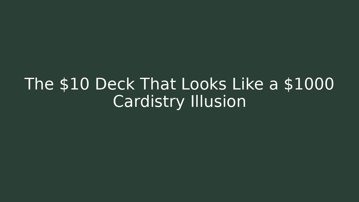 The $10 Deck That Looks Like a $1000 Cardistry Illusion
