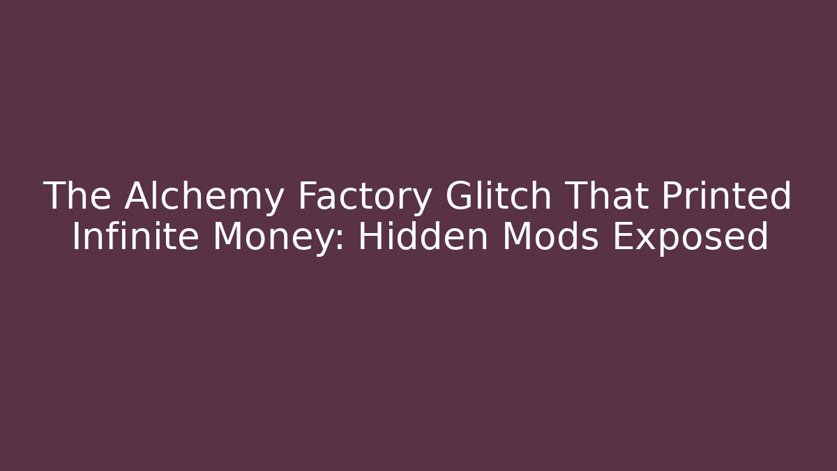 The Alchemy Factory Glitch That Printed Infinite Money: Hidden Mods Exposed