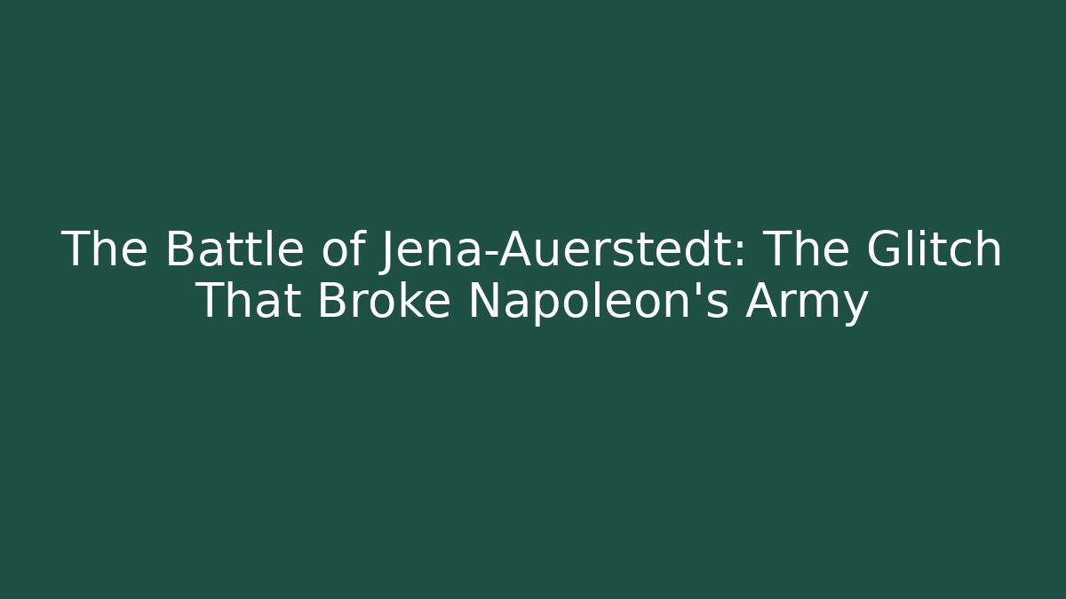 The Battle of Jena-Auerstedt: The Glitch That Broke Napoleon's Army