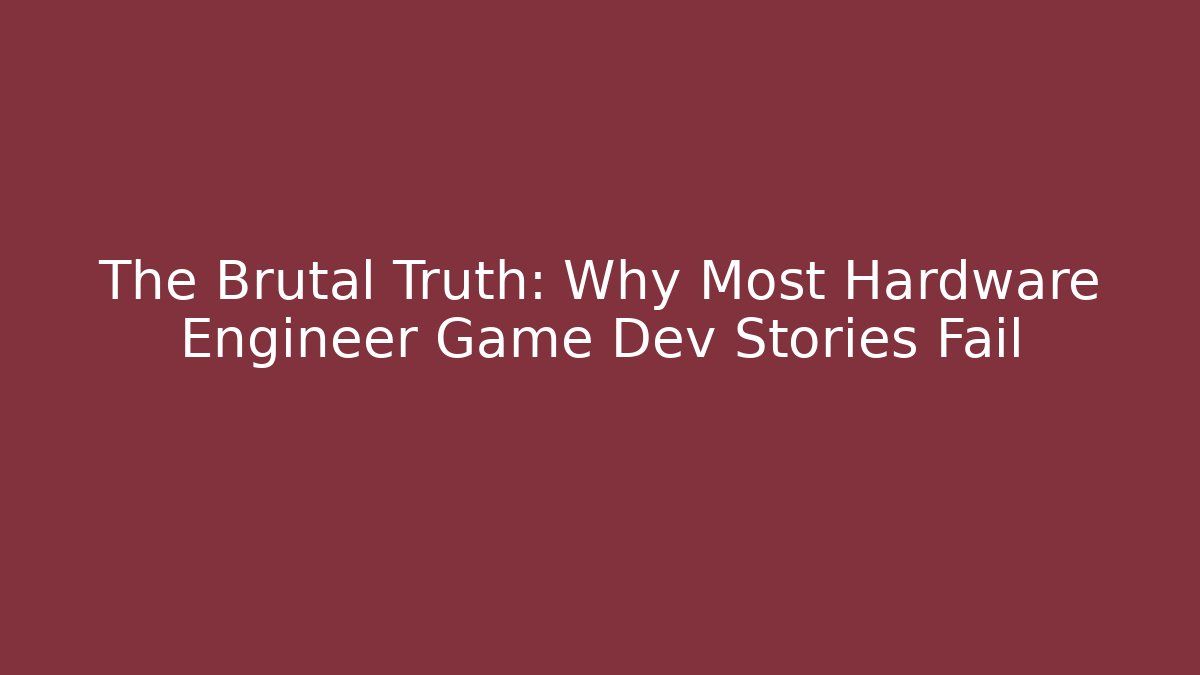 The Brutal Truth: Why Most Hardware Engineer Game Dev Stories Fail