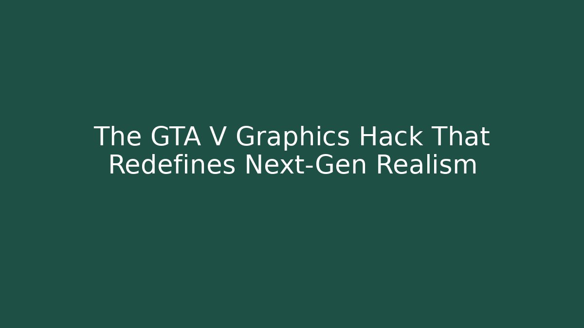 The GTA V Graphics Hack That Redefines Next-Gen Realism