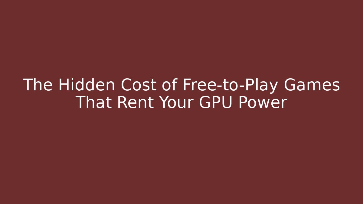 The Hidden Cost of Free-to-Play Games That Rent Your GPU Power - Sports History Weekly