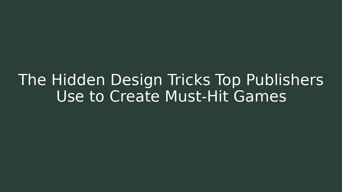 The Hidden Design Tricks Top Publishers Use to Create Must-Hit Games