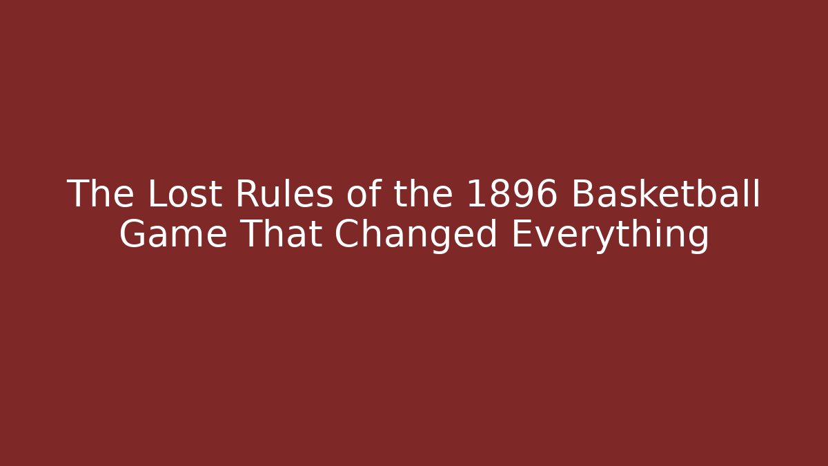 The Lost Rules of the 1896 Basketball Game That Changed Everything - Sports History Weekly