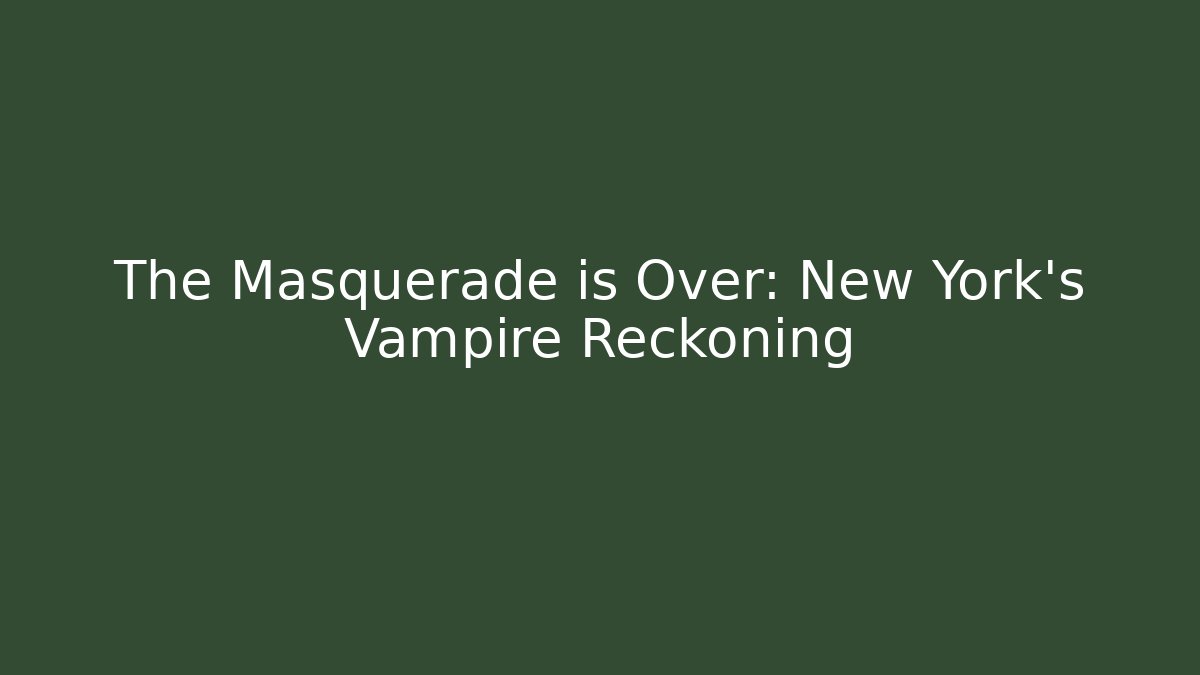 The Masquerade is Over: New York's Vampire Reckoning