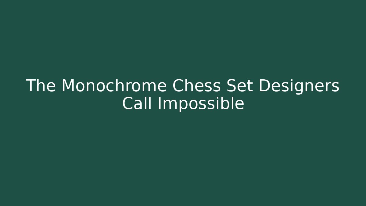 The Monochrome Chess Set Designers Call Impossible - Sports History Weekly