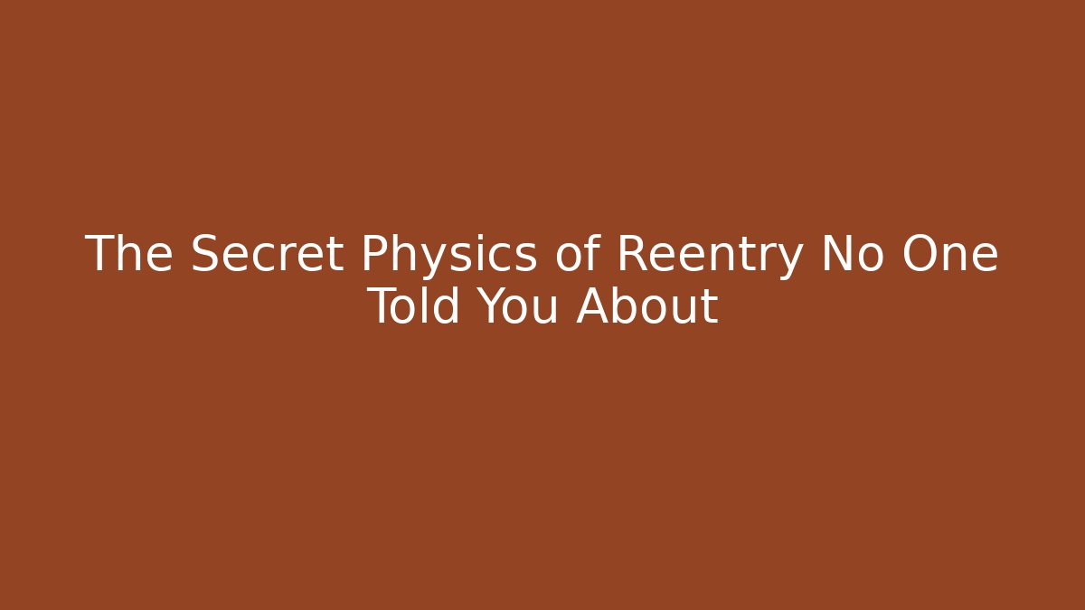 The Secret Physics of Reentry No One Told You About