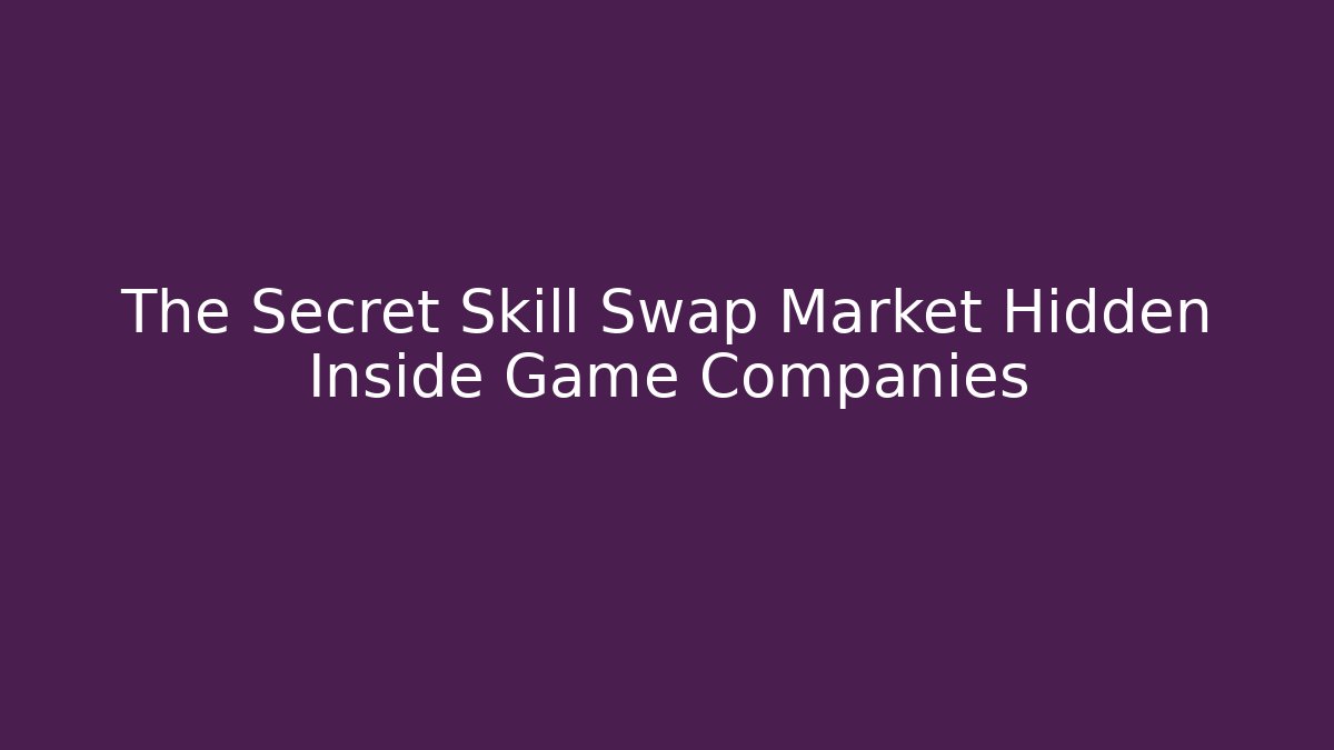 The Secret Skill Swap Market Hidden Inside Game Companies