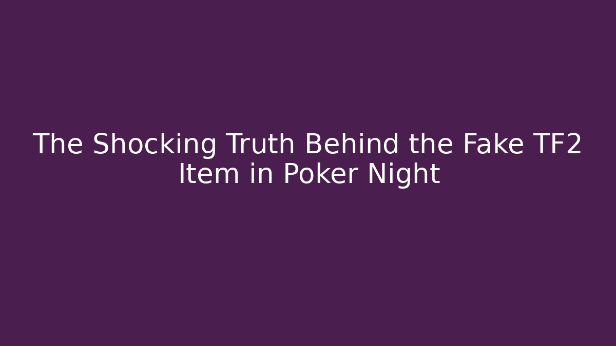 The Shocking Truth Behind the Fake TF2 Item in Poker Night