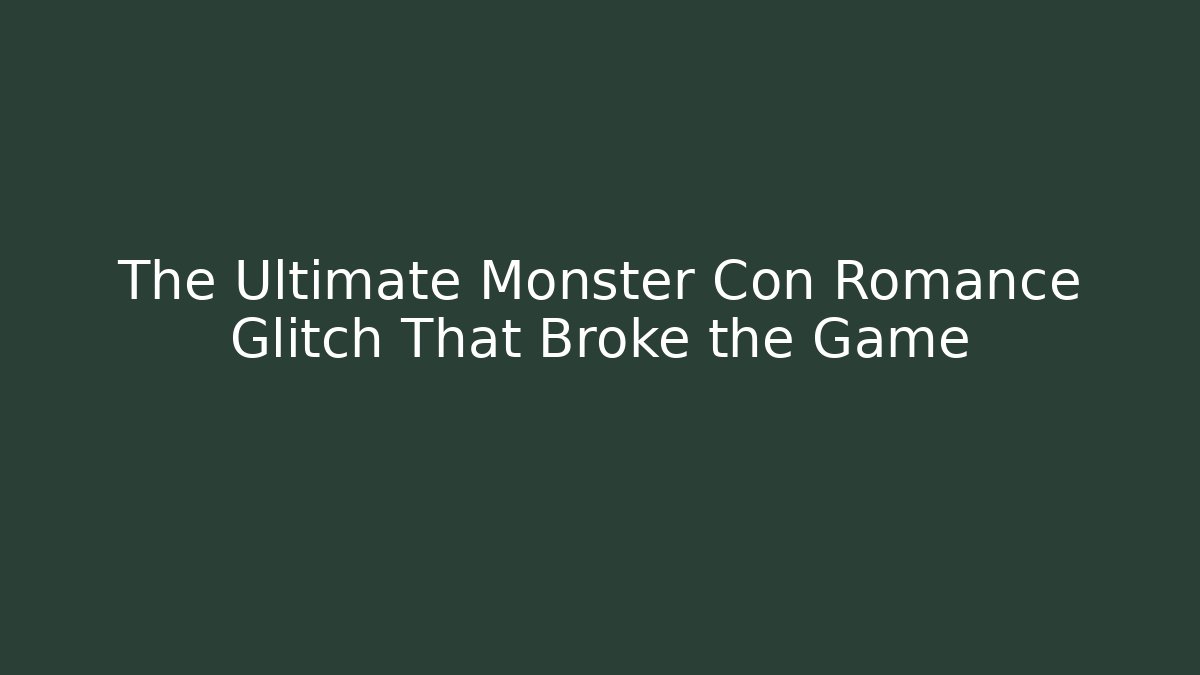 The Ultimate Monster Con Romance Glitch That Broke the Game
