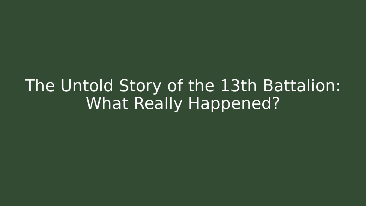 The Untold Story of the 13th Battalion: What Really Happened?