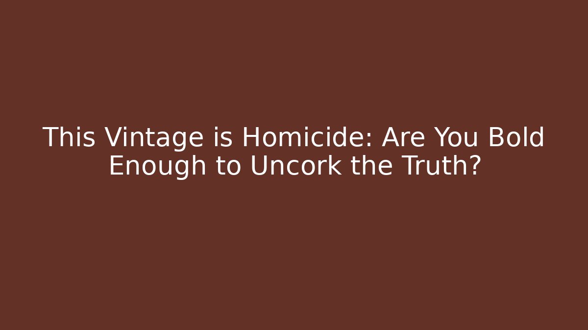 This Vintage is Homicide: Are You Bold Enough to Uncork the Truth?