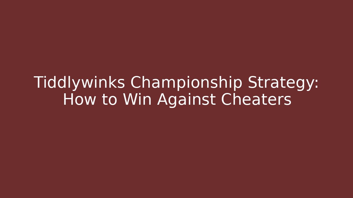 Tiddlywinks Championship Strategy: How to Win Against Cheaters