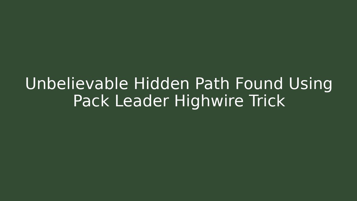 Unbelievable Hidden Path Found Using Pack Leader Highwire Trick