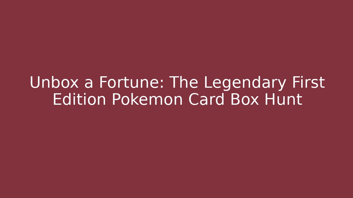 Unbox a Fortune: The Legendary First Edition Pokémon Card Box Hunt - Sports History Weekly