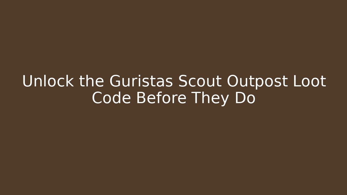 Unlock the Guristas Scout Outpost Loot Code Before They Do
