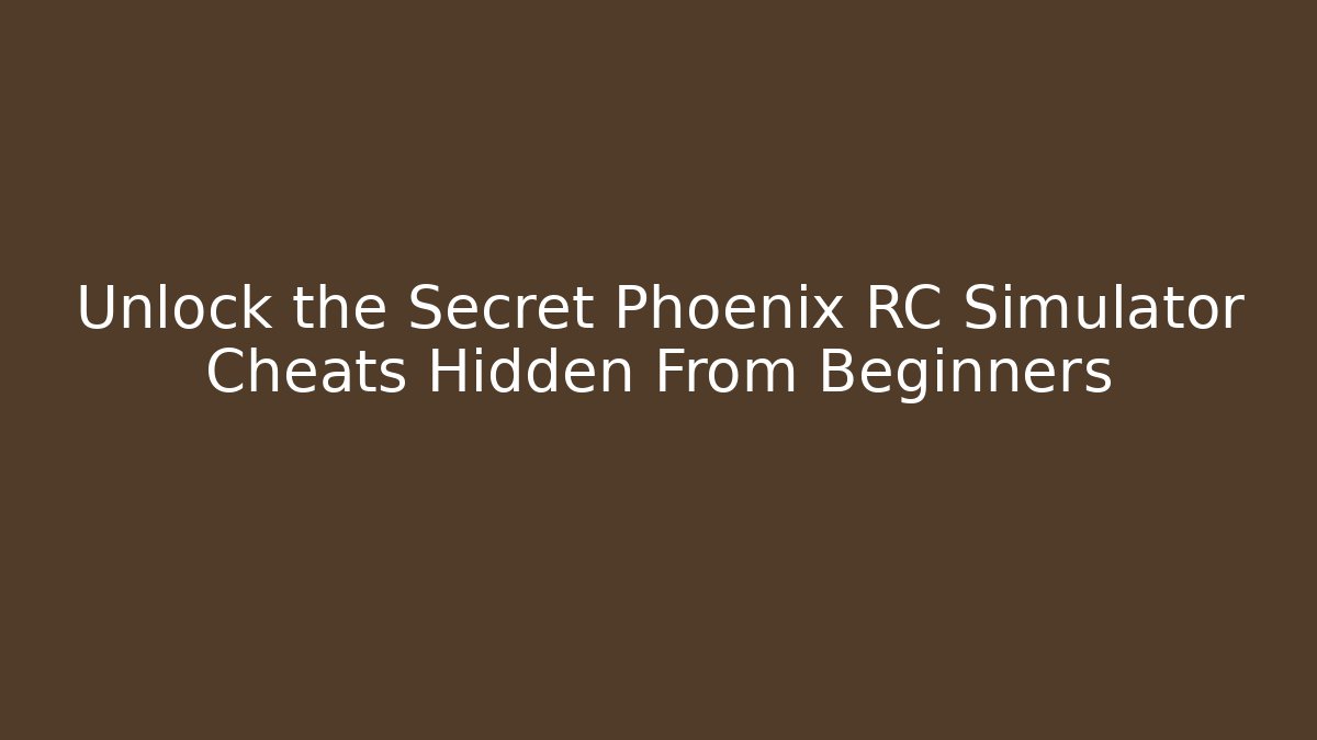 Unlock the Secret Phoenix RC Simulator Cheats Hidden From Beginners