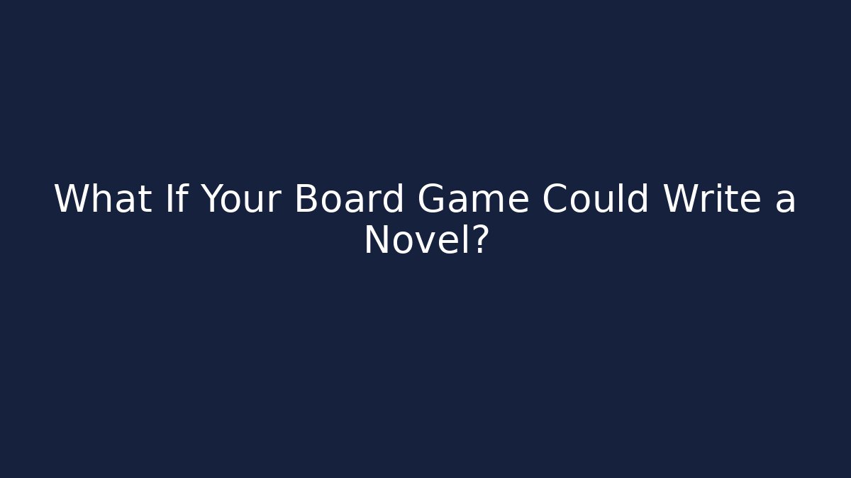 What If Your Board Game Could Write a Novel?